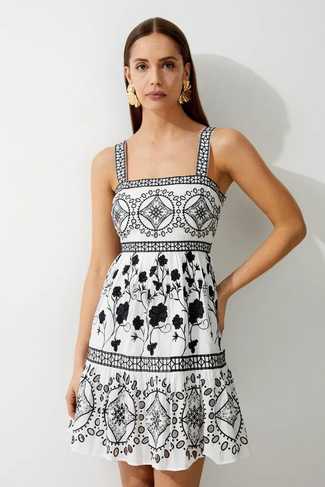 Dresses Women Karen Millen Floral and Geo Embroidered Mini Mono