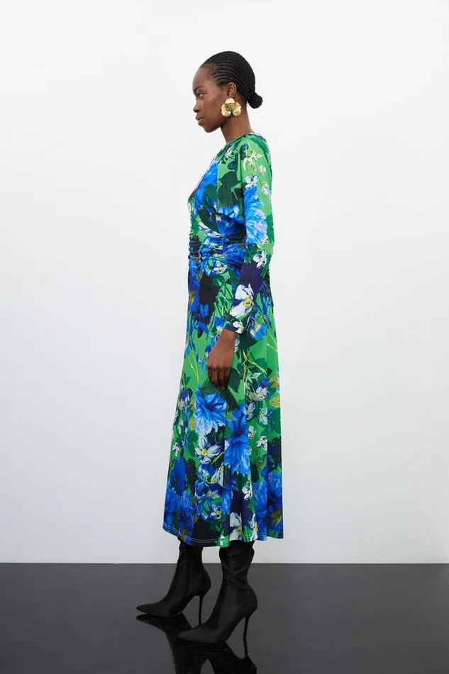 Dresses Women Karen Millen Floral Jungle Jersey Crepe Batwing Sleeve Maxi Dress Floral
