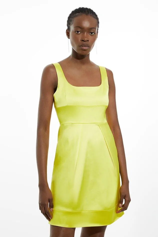 Dresses Women Karen Millen Italian Satin Tailored Lantern Mini Dress Green