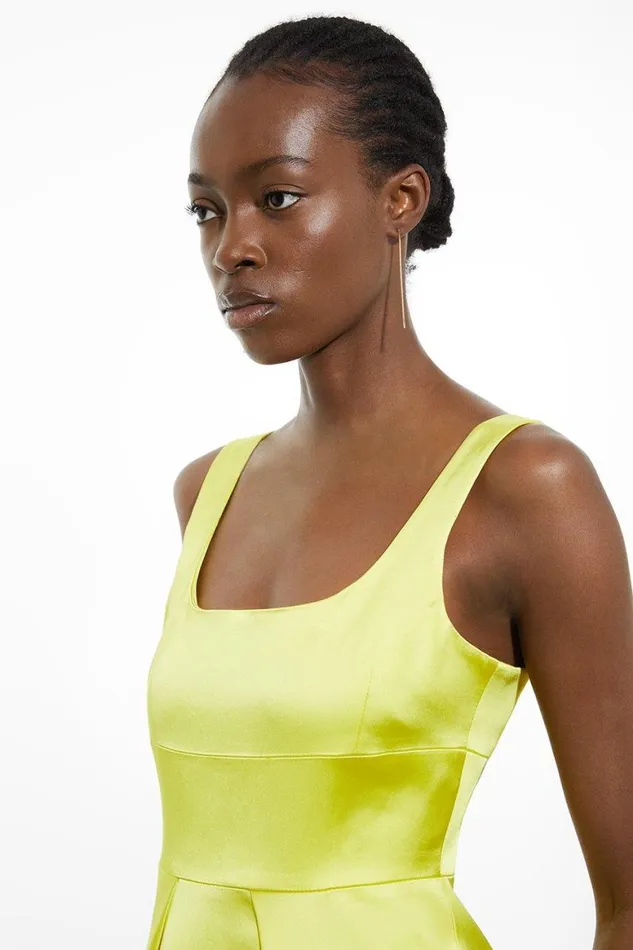 Dresses Women Karen Millen Italian Satin Tailored Lantern Mini Dress Green