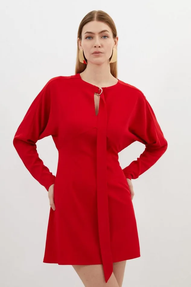 Dresses Women Karen Millen Keyhole Tie Jersey Crepe Mini Dress Red