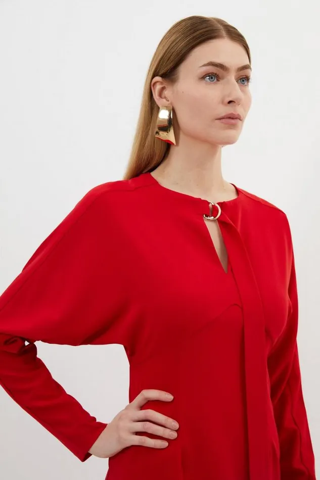 Dresses Women Karen Millen Keyhole Tie Jersey Crepe Mini Dress Red