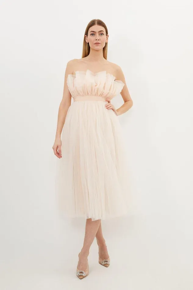 Dresses Women Karen Millen Lydia Millen Corseted Tulle Midi Dress