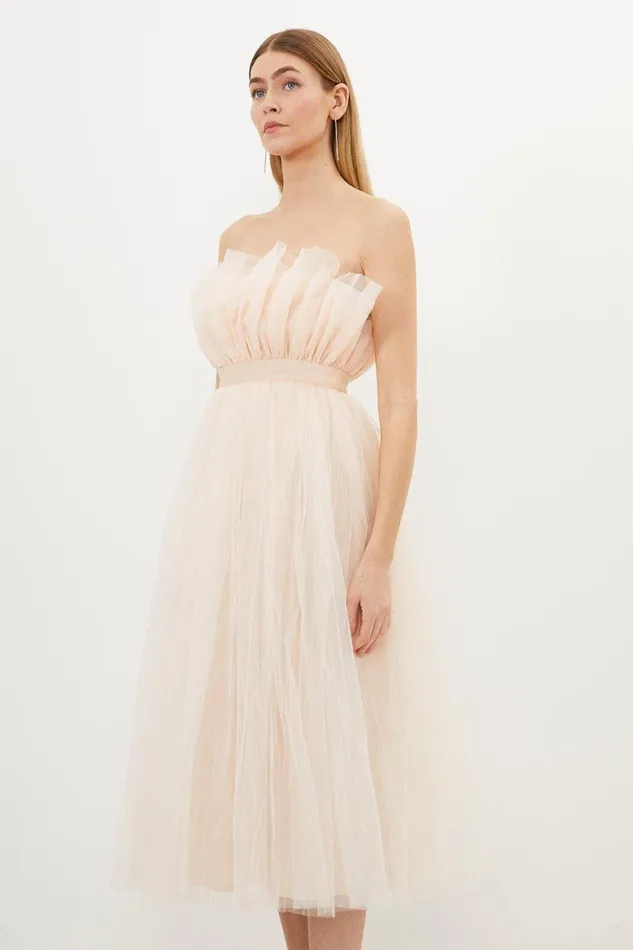 Dresses Women Karen Millen Lydia Millen Corseted Tulle Midi Dress