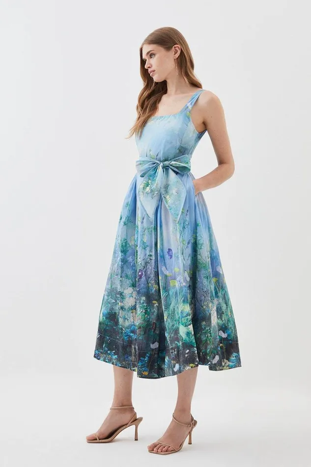 Dresses Women Karen Millen Lydia Millen Petite Cotton Scenic Floral Strappy Midi Dress