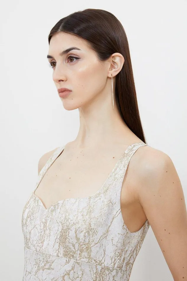 Dresses Women Karen Millen Petite Tailored Jacquard Strappy Mini Prom Dress Ivory