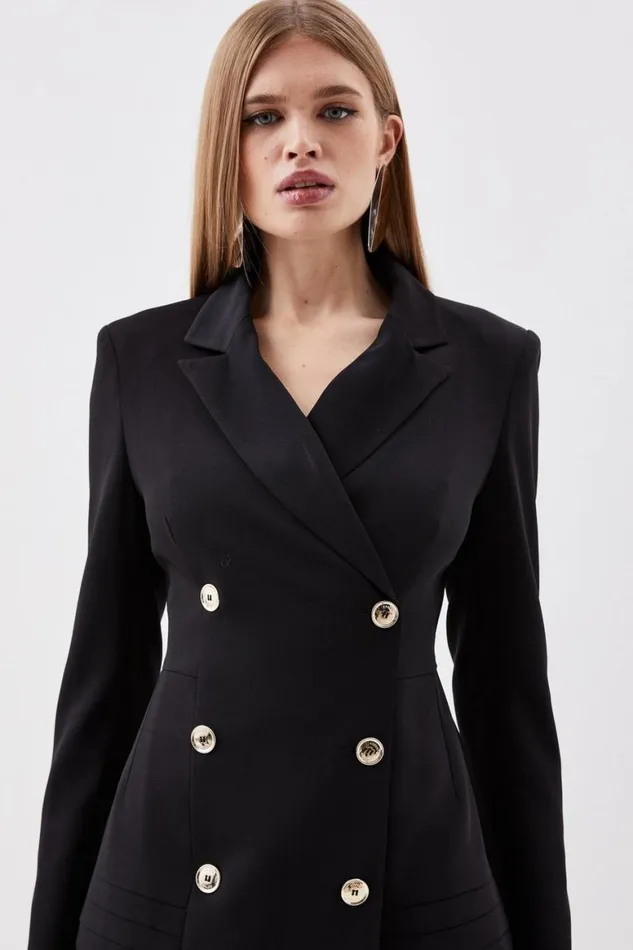 Dresses Women Karen Millen Pleated Button Detailed Woven Mini Dress Black