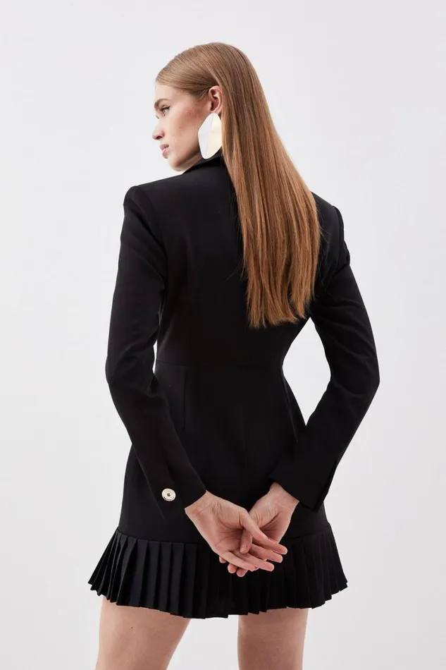 Dresses Women Karen Millen Pleated Button Detailed Woven Mini Dress Black