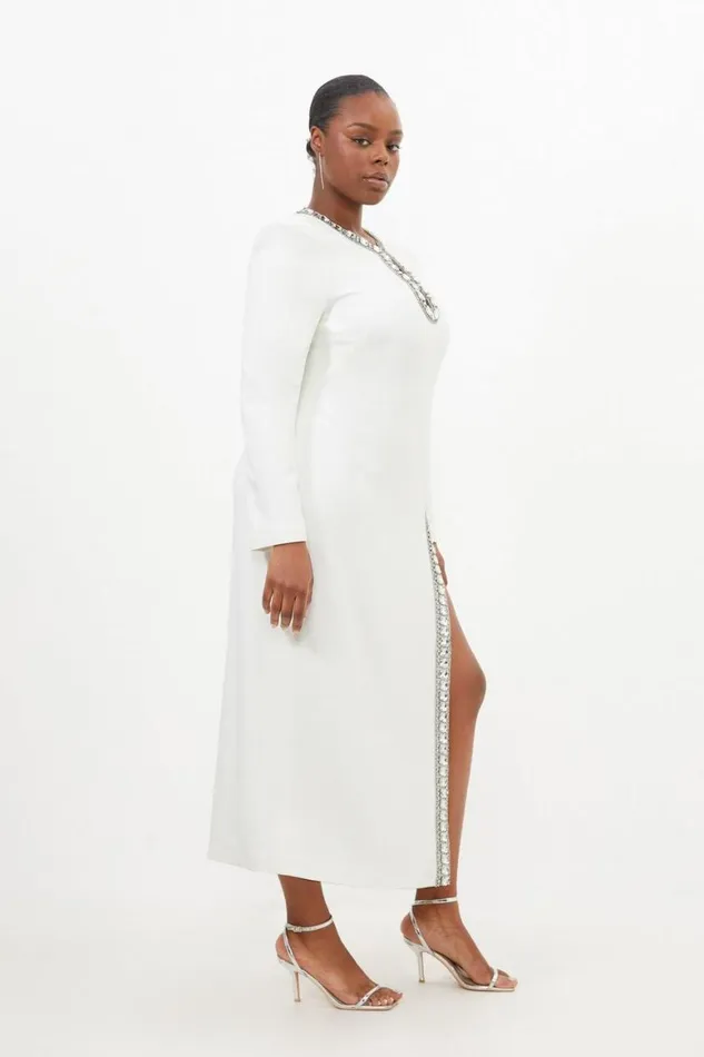 Dresses Women Karen Millen Plus Size Cut Out Embellished Woven Maxi Dress