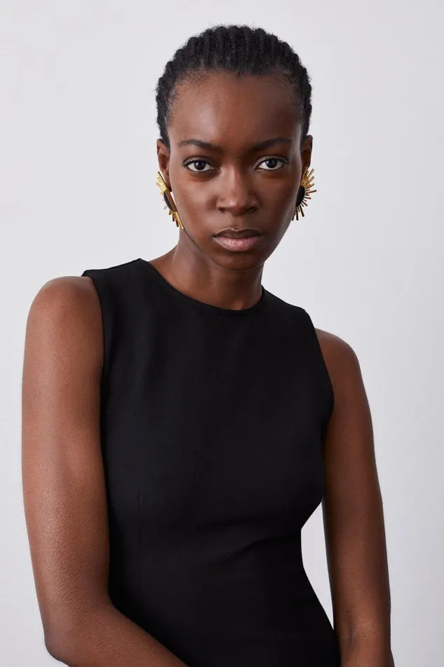 Dresses Women Karen Millen Ponte Crew Neck Midaxi Dress Black