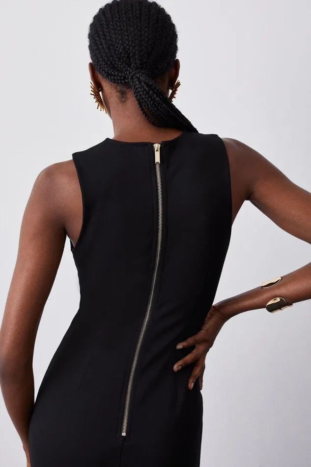 Dresses Women Karen Millen Ponte Crew Neck Midaxi Dress Black