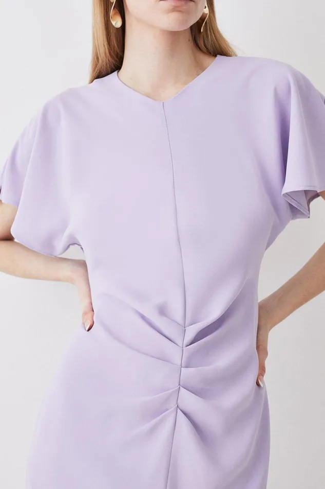 Dresses Women Karen Millen Ruched Front Crepe Midi Dress Lilac