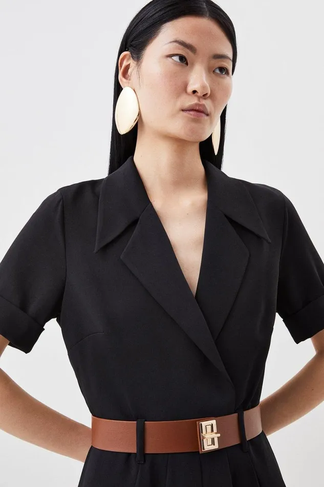 Dresses Women Karen Millen Soft Tailored Belted Midaxi Dress Black