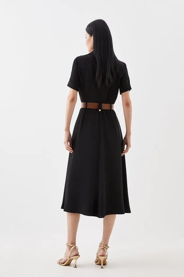 Dresses Women Karen Millen Soft Tailored Belted Midaxi Dress Black