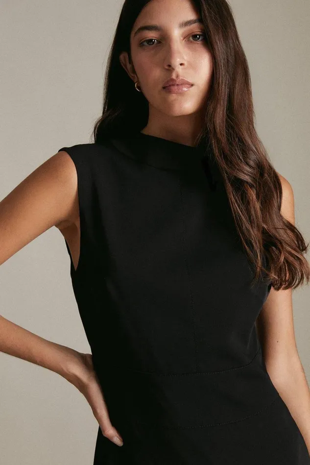 Dresses Women Karen Millen Soft Tailored High Low Midi Dress Black
