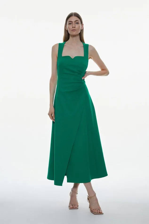 Dresses Women Karen Millen Structured Crepe Pleat Detail Dress Green