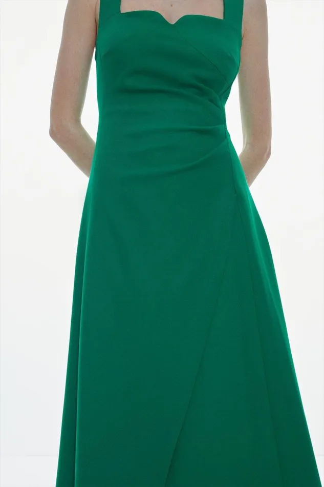 Dresses Women Karen Millen Structured Crepe Pleat Detail Dress Green
