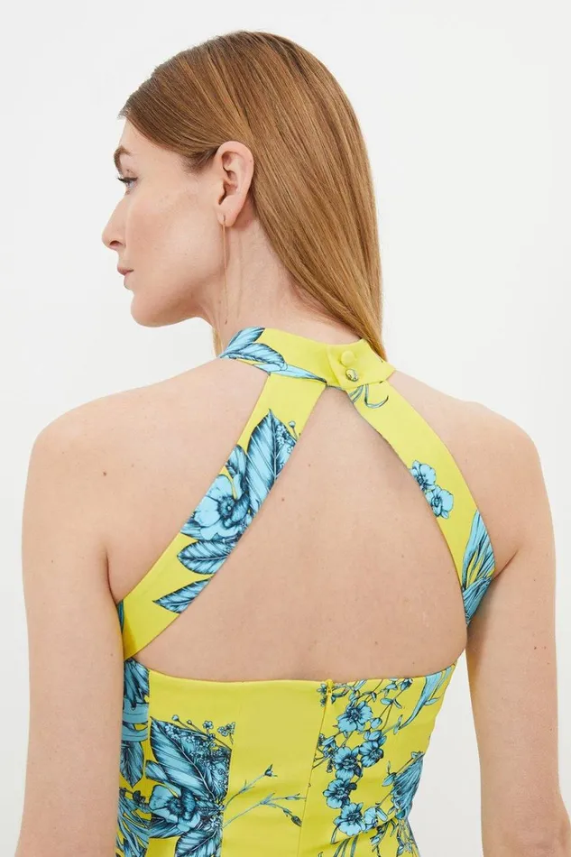 Dresses Women Karen Millen Tailored Hand Drawn Floral Halter Neck Mini Dress Multi