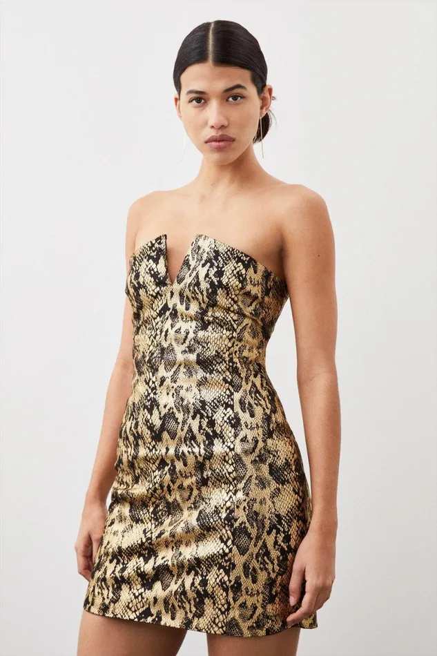 Dresses Women Karen Millen Tailored Strapless Print Detail Mini Dress Multi