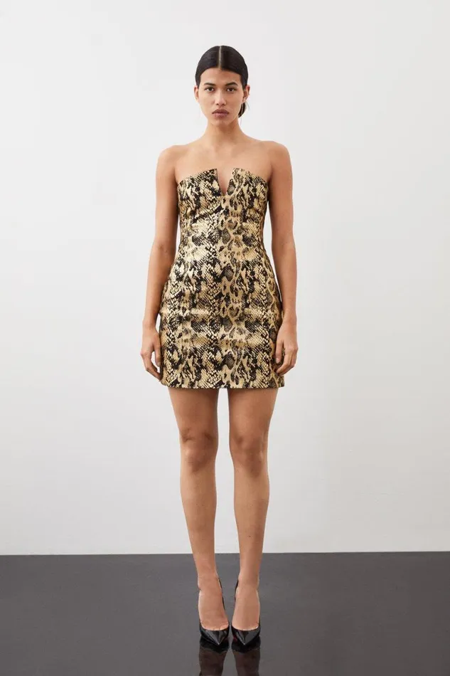 Dresses Women Karen Millen Tailored Strapless Print Detail Mini Dress Multi