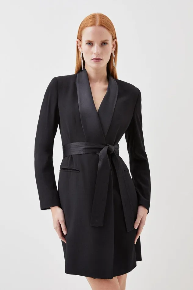 Dresses Women Karen Millen Tailored Tuxedo Wrap Mini Dress Black