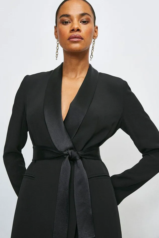 Dresses Women Karen Millen Tailored Tuxedo Wrap Mini Dress Black