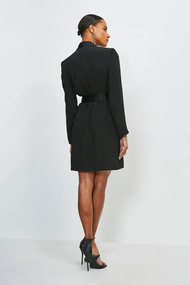 Dresses Women Karen Millen Tailored Tuxedo Wrap Mini Dress Black