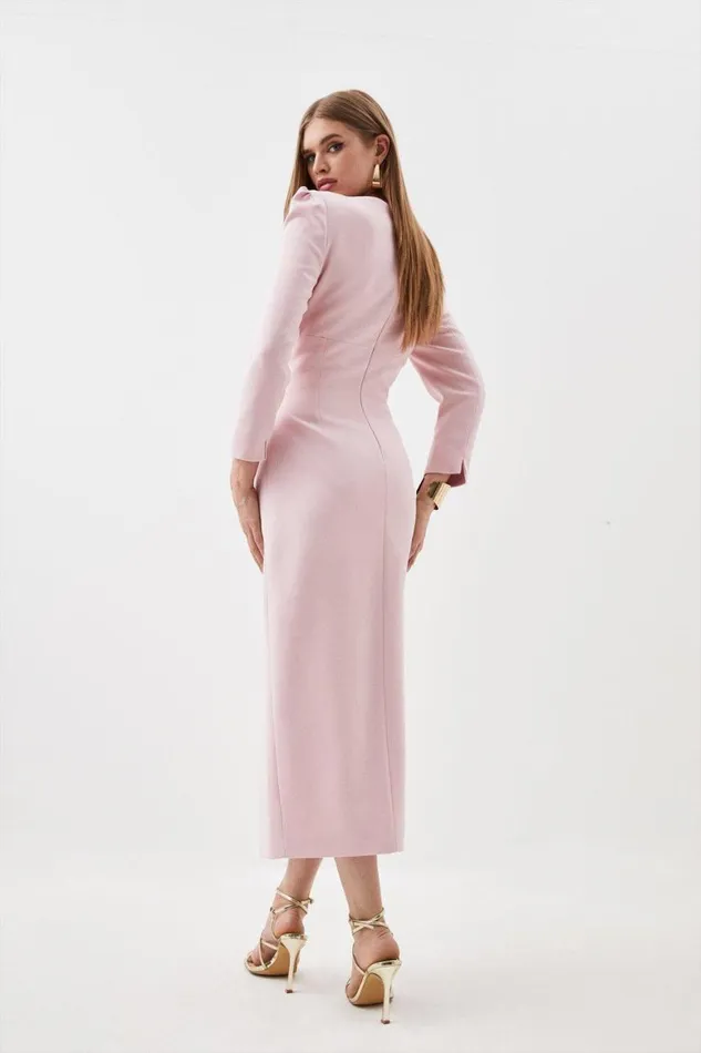 Dresses Women Karen Millen Tall Structured Crepe Sweetheart Neck Midaxi Dress Blush