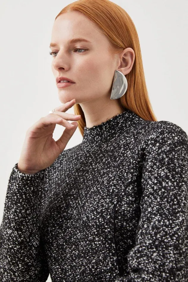 Dresses Women Karen Millen Tweed Knit Mini Dress Mono