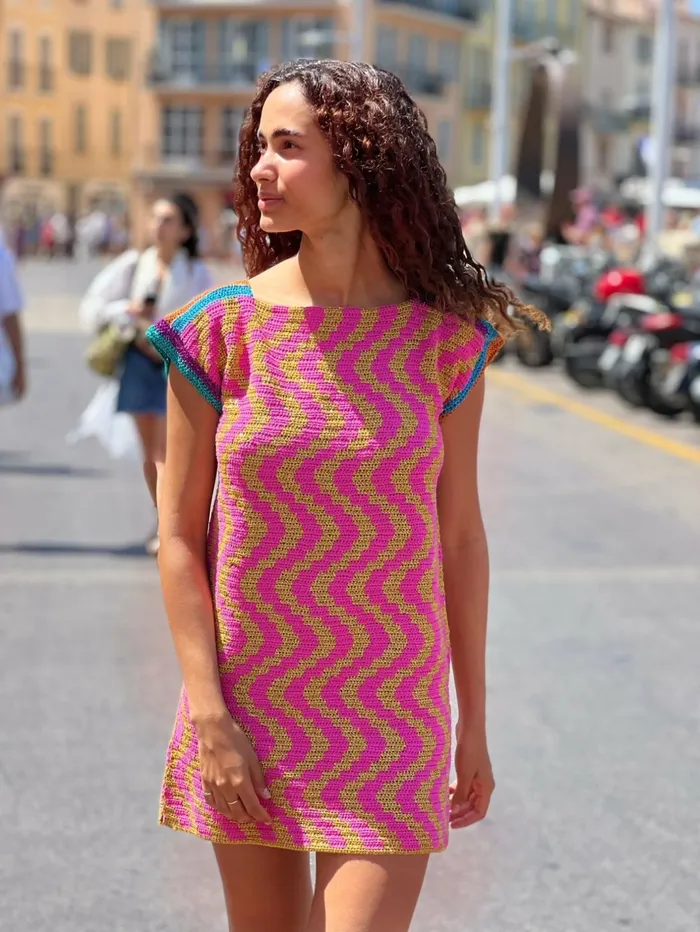 Dresses Women Rose Carmine DRESS NO SLEEVES ZIGZAG PINK