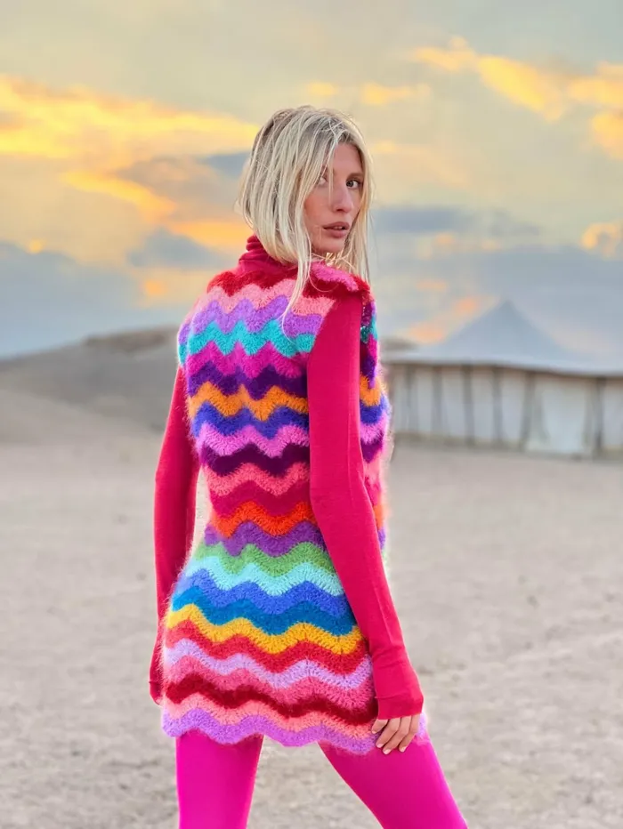 Dresses Women Rose Carmine DRESS WAVE MOHAIR MULTICOLOR