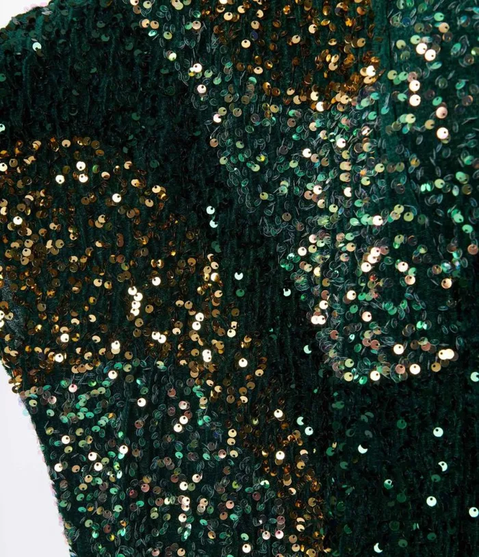 Emerald and Gold Sequin Burton Caftan Dress DressesPlus Unique Vintage Midi and Maxi