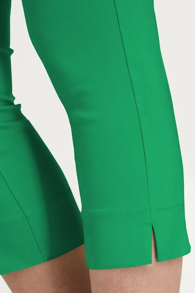 Emerald Green Elastic Waist Stretch Cropped Trousers Women Roman Coords