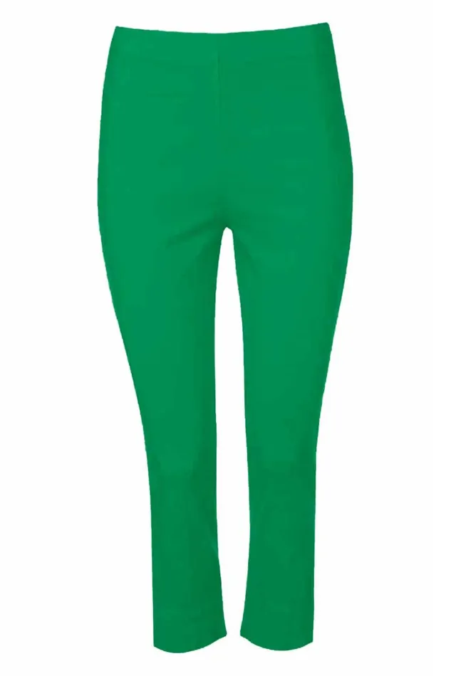 Emerald Green Elastic Waist Stretch Cropped Trousers Women Roman Coords