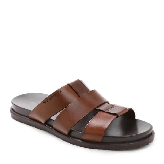 Empoli Leather Slide Sandal 8211 Dark Brown Men Bruno Magli Loafers and Slipons