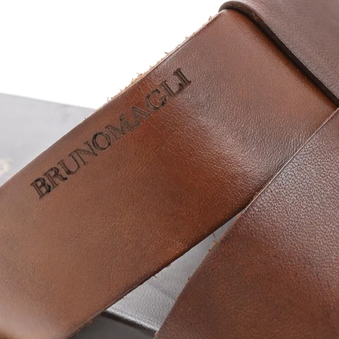Empoli Leather Slide Sandal 8211 Dark Brown Men Bruno Magli Loafers and Slipons