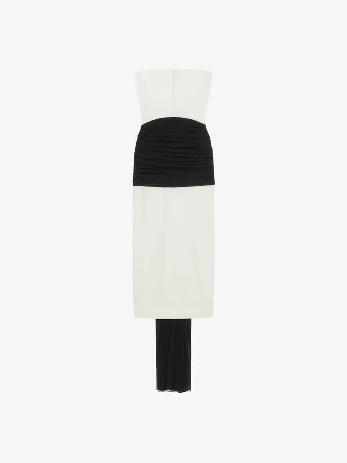 Evening Bustier Draped Dress In Crepe With Silk Train Ivory Women Givenchy Dresses