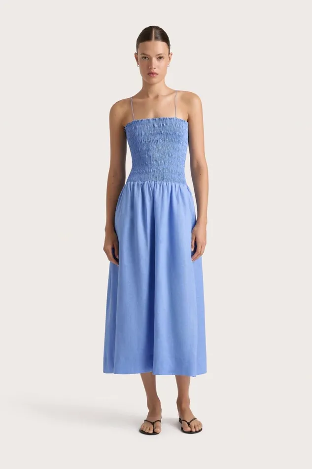 Faithfull The Brand Dresses Geriba Midi Dress Mid Blue 8211 Women