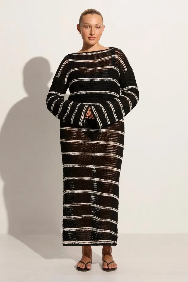 Faithfull The Brand Dresses Jesolo Crochet Dress BlackOff White 8211 Women