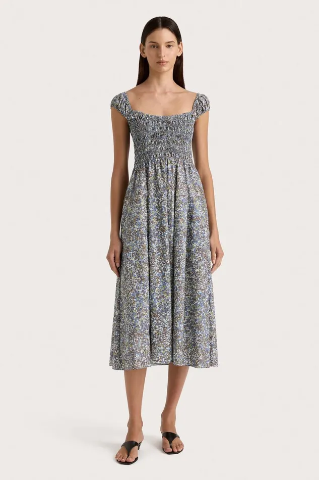 Faithfull The Brand Dresses Lene Midi Dress Meander Blue 8211 Women