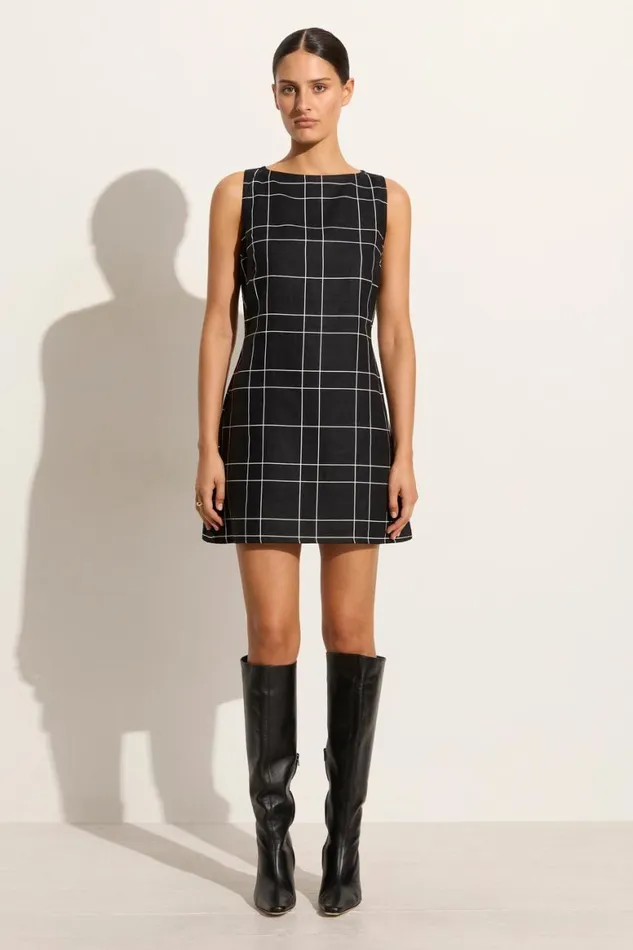 Faithfull The Brand Dresses Lui Mini Dress Letizia Check Black 8211 Women