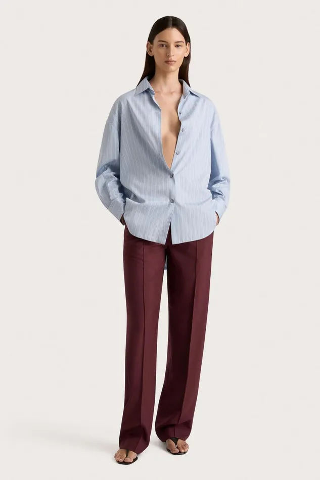 Faithfull The Brand Tops Freja Shirt Blue Pinstripe 8211 Women Faithfull The Brand Tops Freja Shirt Blue Pinstripe 8211 Women