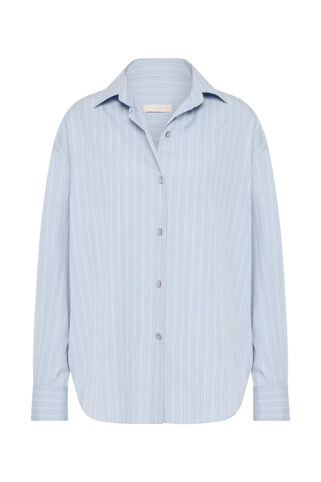 Faithfull The Brand Tops Freja Shirt Blue Pinstripe 8211 Women Faithfull The Brand Tops Freja Shirt Blue Pinstripe 8211 Women