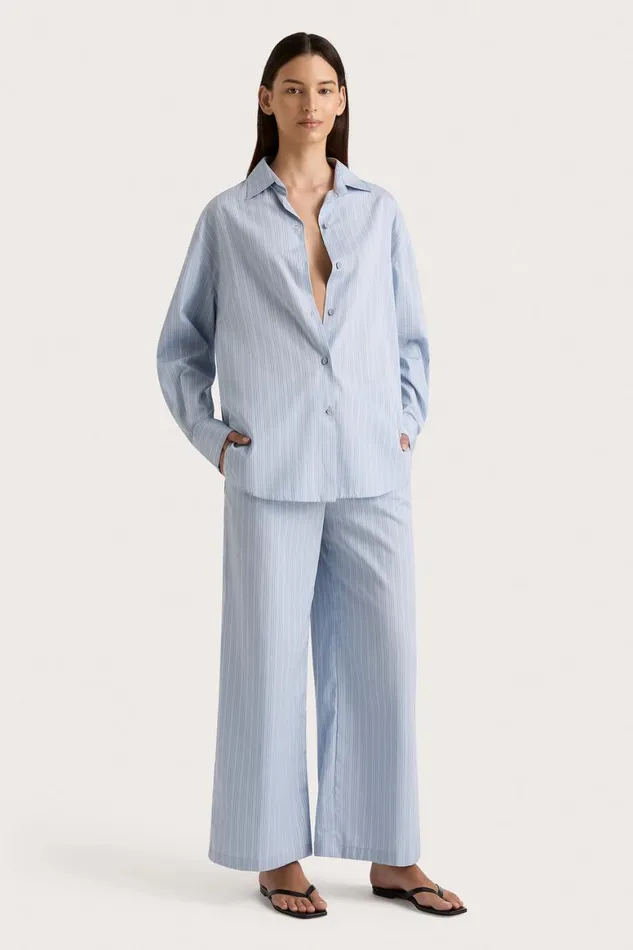 Faithfull The Brand Tops Freja Shirt Blue Pinstripe 8211 Women Faithfull The Brand Tops Freja Shirt Blue Pinstripe 8211 Women