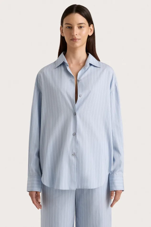 Faithfull The Brand Tops Freja Shirt Blue Pinstripe 8211 Women Faithfull The Brand Tops Freja Shirt Blue Pinstripe 8211 Women