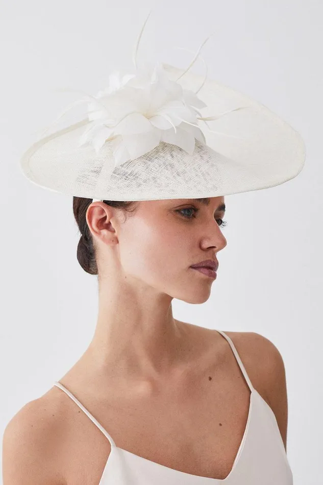 Fascinators Women Karen Millen Feather and Quill Disc Fascinator Ivory