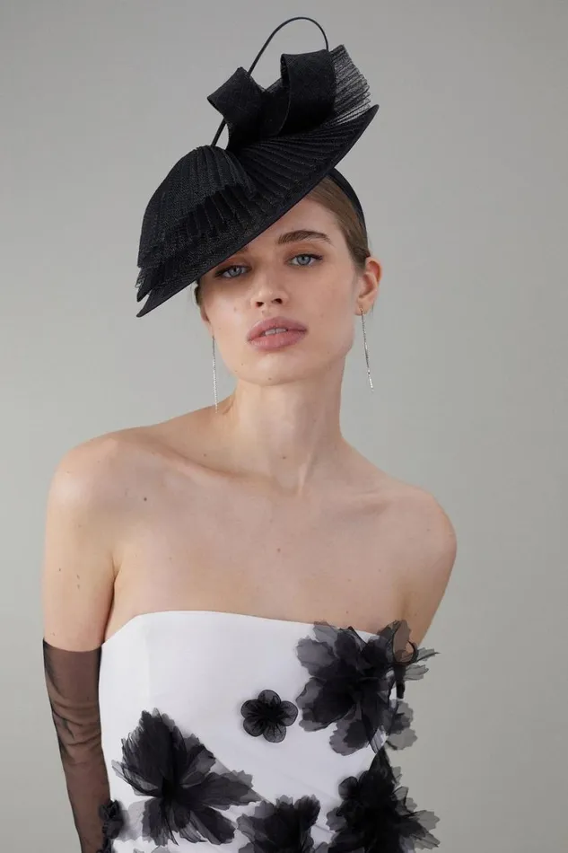 Fascinators Women Karen Millen Pleated Spiral Trim Fascinator Black