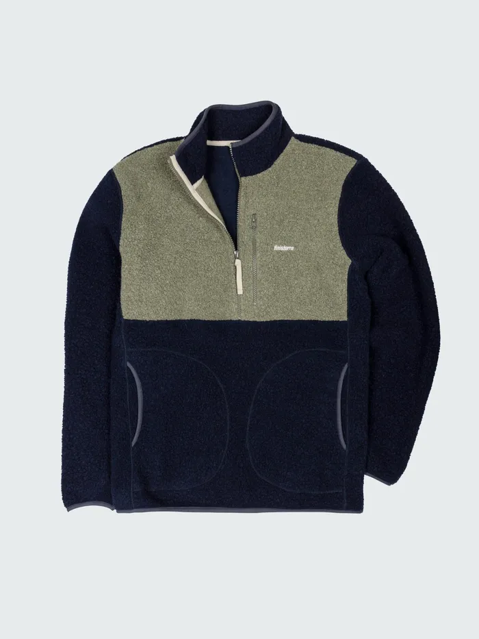 Finisterre Fleece Men Hegen 14 Zip Wool Fleece Willow Greennavy