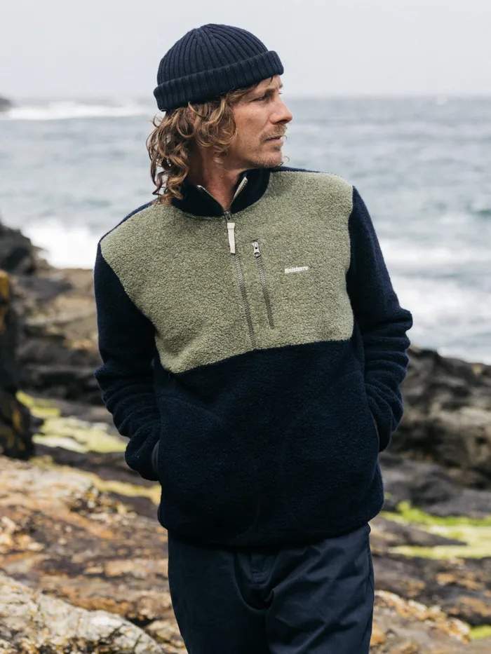 Finisterre Fleece Men Hegen 14 Zip Wool Fleece Willow Greennavy