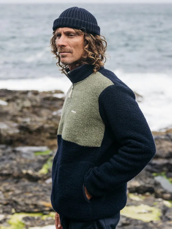 Finisterre Fleece Men Hegen 14 Zip Wool Fleece Willow Greennavy